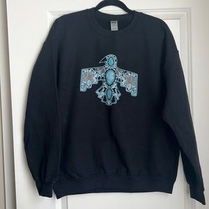 Turquoise & Black Thunderbird Pullover Sweatshirt